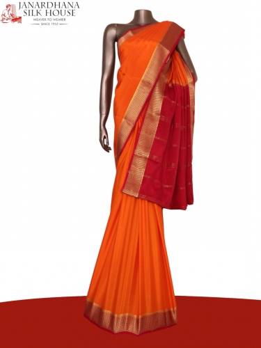 Classic Contrast Pure Mysore Crepe Silk Saree